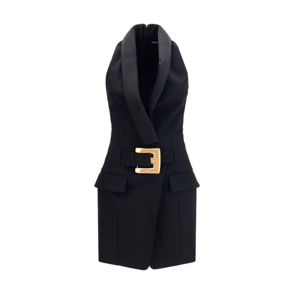 Balmain Black Wool Oves Aries Casual Women's Dress
